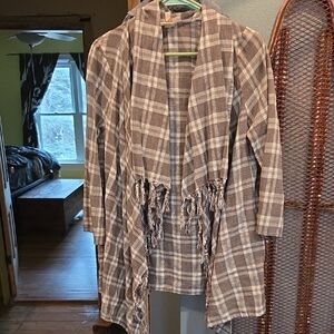 Plaid Fringe Women's Sweater